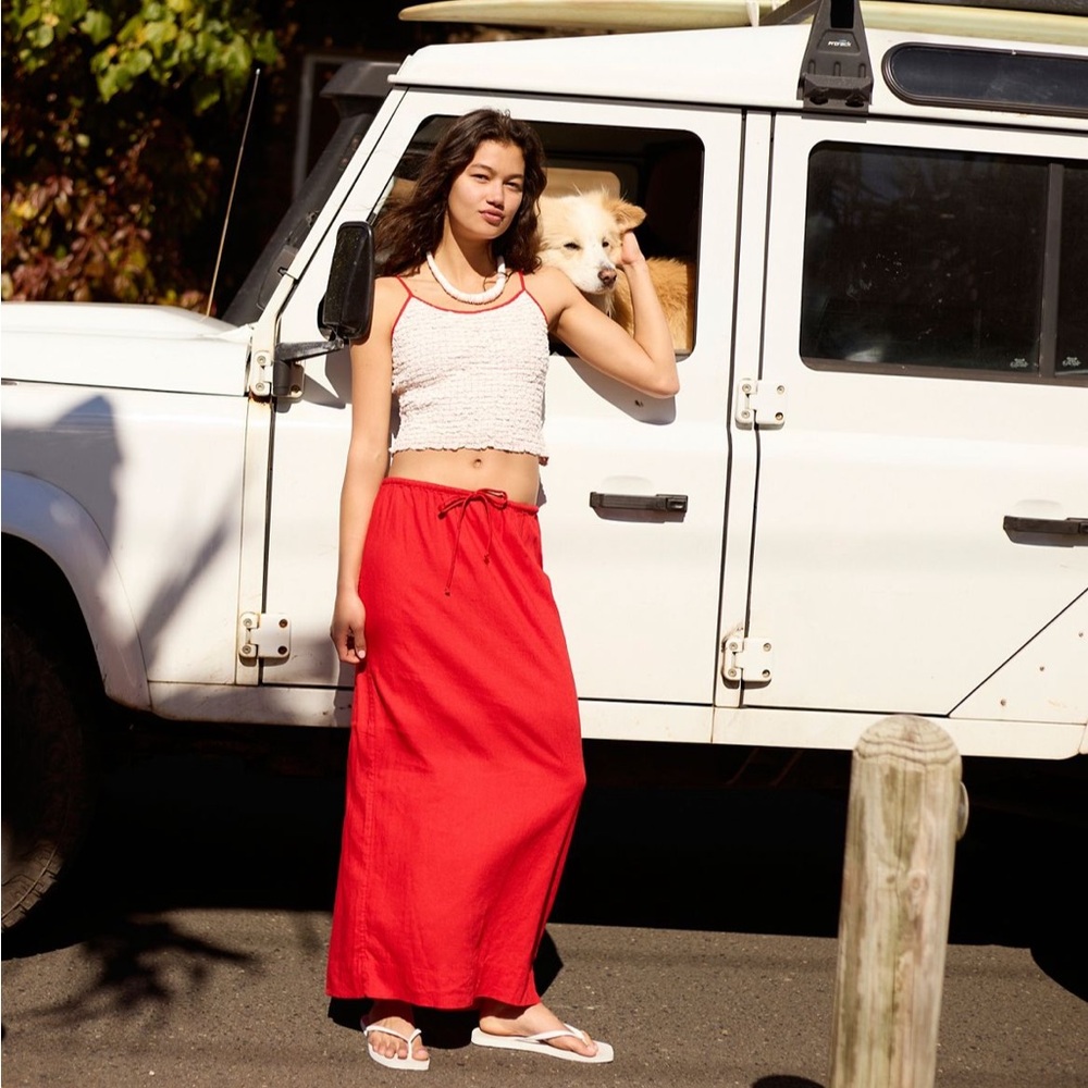 Free People black Drawstring Midi Skirt
